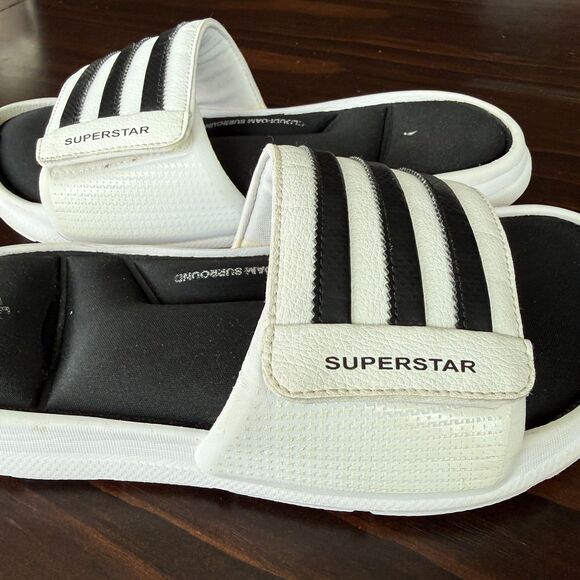 Size 6 - Adidas 5G Superstar Slides/Sandals RARE White/Black Men AC8702 - Picture 10 of 14